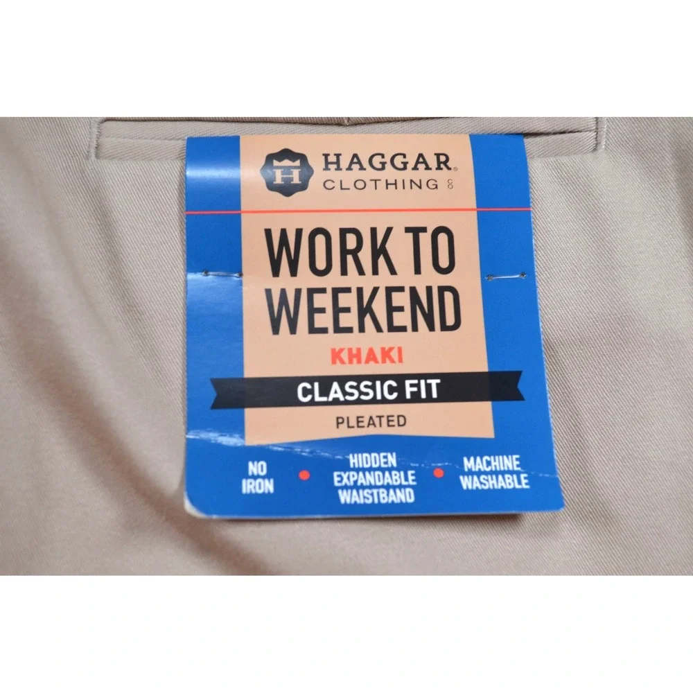 Haggar Designer Work to Weekend Khaki Pants Men's Size 34x30 Comfort‎ Waist